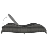 Sun Lounger with Cushion Poly Rattan Anthracite