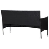 3-Seater Garden Sofa with Cushions Black Poly Rattan