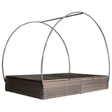 Double Sun Lounger with Canopy Poly Rattan Brown