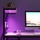 Reversible 44 inch Computer Desk with LED Lights Gaming Desk with 4 Tier Shelves