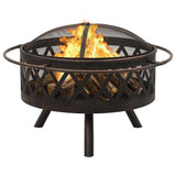 Rustic Fire Pit with Poker 29.9" XXL Steel