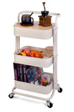 QW Movable Storage Utility Rolling Cart, Rolling End Table for Organization, Fit for Office Home and Kitchen, Cream