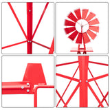 8FT Weather Resistant Yard Garden Windmill Red