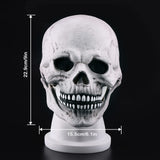 Halloween Mask Scary Full Head Skull Masks with Moving Jaw Realistic Latex Skeleton Props Cosplay Party Costume