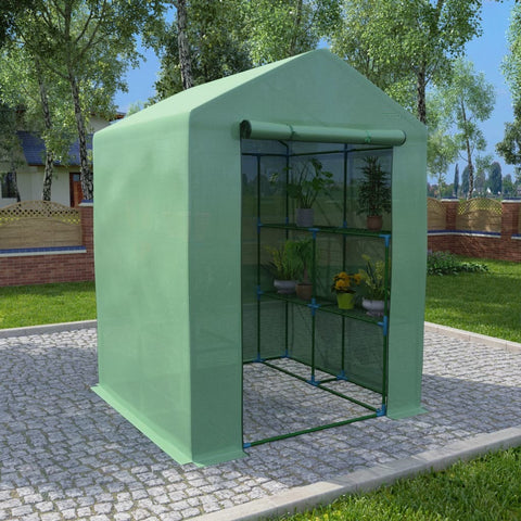 Greenhouse with Shelves Steel 56.3"x56.3"x76.8"