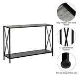 Grey MDF Countertop Black Wrought Iron Base 2 Layers Forked Console Table