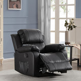 ORIS FUR. PU Leather Heated Massage Recliner Sofa Ergonomic Lounge with 8 Vibration Points (black) RT