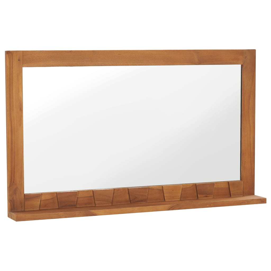 Wall Mirror with Shelf 39.4"x4.7"x23.6" Solid Teak Wood