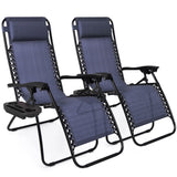 Set of 2 Zero Gravity Lounge Chair Lounger for Patio;  Pool with Cup Holder Tray