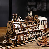 Robotime ROKR 3D Wooden Puzzle Train Model Clockwork Gear Drive Locomotive Assembly Model Building Kit