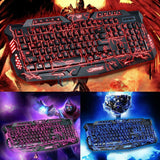 3 Colors Crack Illuminated LED Backlight USB Multimedia PC Gaming Keyboard A878