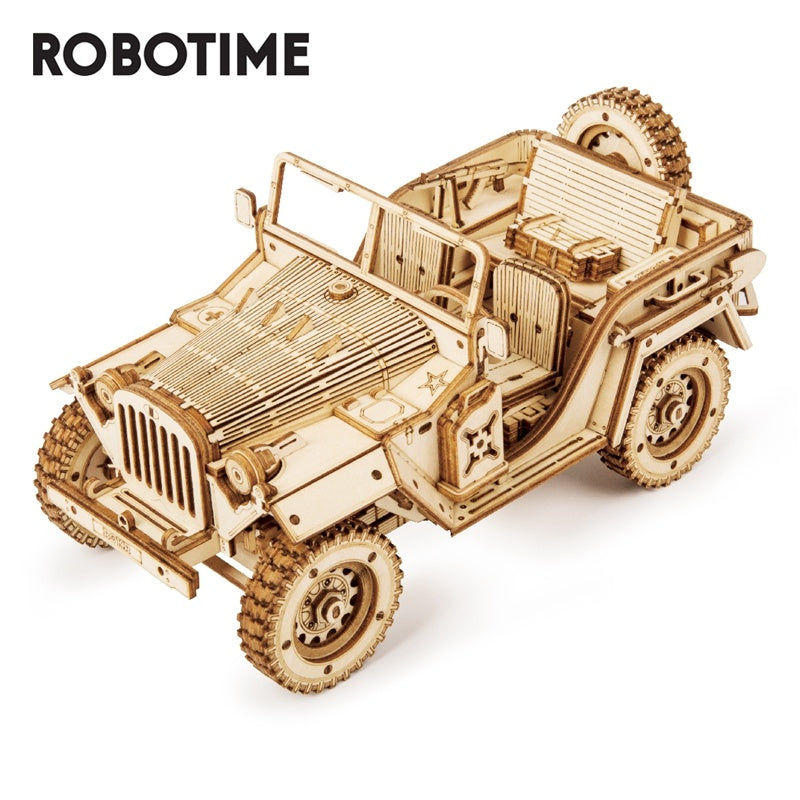 Robotime ROKR 3D Wooden Puzzle Toy Assembly Model Building Kits  Army Jeep