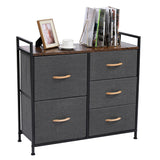 Dresser Organizer with 5 Drawers, Fabric Dresser Tower for Bedroom, Hallway, Entryway, Closets - Dark Gray