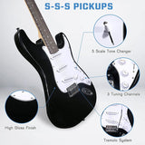 39 Inch Electric Guitar Starter Kit for Teenager and Adult;  Full-size Beginner Guitar with 10 W Amplifier;  Carrier Bag;  Tuner;  Strings;  Picks;  Cable