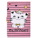 For Samsung T510/T515 Laptop Protective Case with Front Snap Cute Cartoon Color Painted Smart Stay PU Cover  Crown cat