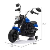 Kids Electric Ride-on Motorcycle with Training Wheels for Boys or Girls 6V Blue **