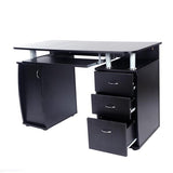 MDF Portable 1pc Door with 3pcs Drawers Computer Desk Black