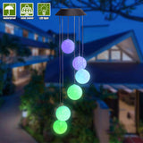 2V 40maH Solar Smart Light Control Wave Ball Wind Chime Style Corridor Decoration Pendant 6 F5 Lamp Beads Black Solar Panel Colorful Light **