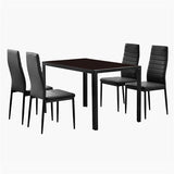 Simple Assembled Tempered Glass & Iron Dinner Table Black