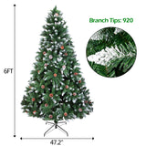 Christmas Tree 6FT 920 Branches Flocking Spray White Tree Plus Pine Cone (YJ) **