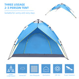 2-3 Person Double-Deck Tow-Door Hydraulic Automatic Tent Free Build Outdoor Tent Blue **