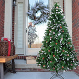 Christmas Tree 6FT 920 Branches Flocking Spray White Tree Plus Pine Cone (YJ) **