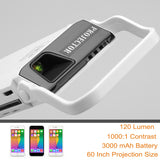 HDMI DLP Pocket Projector for iPhone 6 / 6s 'iBeam i60' - 120 Lumens, 1000:1 Contrast, 3000 mAh Battery, 60 Inch Projection Size