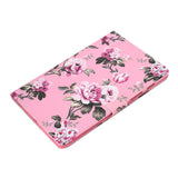 For Samsung T510/T515 Laptop Protective Case with Front Snap Cute Cartoon Color Painted Smart Stay PU Cover  Pink flower