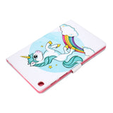 For Samsung T510/T515 Laptop Protective Case with Front Snap Cute Cartoon Color Painted Smart Stay PU Cover  single horned horse