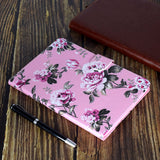 For Samsung T510/T515 Laptop Protective Case with Front Snap Cute Cartoon Color Painted Smart Stay PU Cover  Pink flower