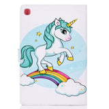 For Samsung T510/T515 Laptop Protective Case with Front Snap Cute Cartoon Color Painted Smart Stay PU Cover  single horned horse