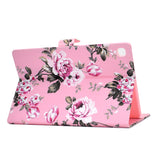 For Samsung T510/T515 Laptop Protective Case with Front Snap Cute Cartoon Color Painted Smart Stay PU Cover  Pink flower