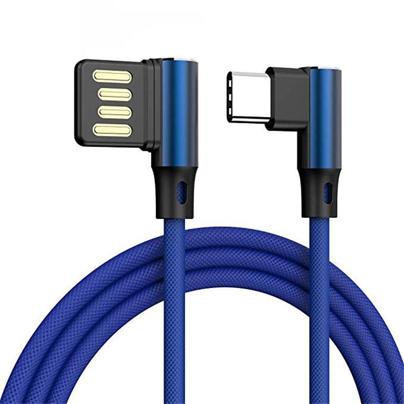 L Shaped Angle Head Type-C Charging Cable Data Transmission Cable Adapter 3 Meter for Phone blue