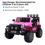 12V Kids Ride On Car Toy Jeep Rechargeable Battery 4 mph Remote Control Pink US