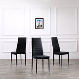 Hot 5 Piece Dining Table Set 4 Chairs Glass Metal Kitchen Room Furniture Black **