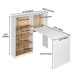 FCH Particleboard Pasted Triamine Steel Frame With Four Simple Bookshelf Computer Desk White Wood Grain Color **