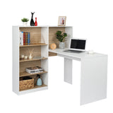 FCH Particleboard Pasted Triamine Steel Frame With Four Simple Bookshelf Computer Desk White Wood Grain Color **