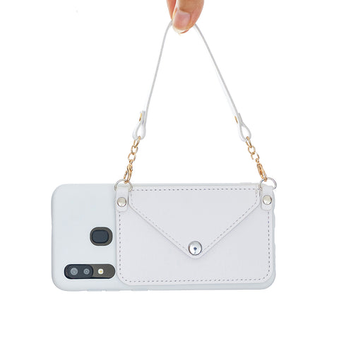 For HUAWEI P20/ P20 Lite/P20 Pro Mobile Phone Cover with Pu Leather Card Holder + Hand Rope + Straddle Rope white