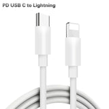 PD Fast Charging Cable for USB C for Apple Interface for iPhone Xs X 8 pin to Type C 3A Quick charger for Macbook to Phone white