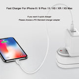 PD Fast Charging Cable for USB C for Apple Interface for iPhone Xs X 8 pin to Type C 3A Quick charger for Macbook to Phone white