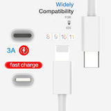 PD Fast Charging Cable for USB C for Apple Interface for iPhone Xs X 8 pin to Type C 3A Quick charger for Macbook to Phone white