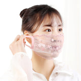 Women Mask Lace Embroidery Floral Dust-proof Anti-fog Single-layer Mask Travel Protection Black _One size