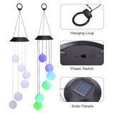 2V 40maH Solar Smart Light Control Wave Ball Wind Chime Style Corridor Decoration Pendant 6 F5 Lamp Beads Black Solar Panel Colorful Light **