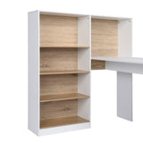 FCH Particleboard Pasted Triamine Steel Frame With Four Simple Bookshelf Computer Desk White Wood Grain Color **