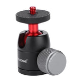 VELEDGE 360ø Rotatable Mini Gimbal Tripod Ball Head Mount with 3/8""to 1/4""Adapter black red