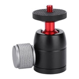 VELEDGE 360ø Rotatable Mini Gimbal Tripod Ball Head Mount with 3/8""to 1/4""Adapter black red