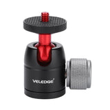 VELEDGE 360ø Rotatable Mini Gimbal Tripod Ball Head Mount with 3/8""to 1/4""Adapter black red