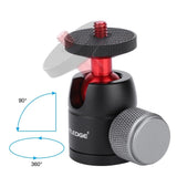 VELEDGE 360ø Rotatable Mini Gimbal Tripod Ball Head Mount with 3/8""to 1/4""Adapter black red