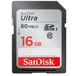 SanDisk Ultra SD Card 16GB SDXC Class10 Memory Card C10 R80mb/s USH-1 Support for Camera