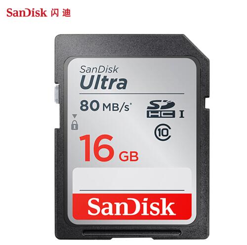 SanDisk Ultra SD Card 16GB SDXC Class10 Memory Card C10 R80mb/s USH-1 Support for Camera